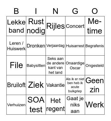 Alouette afmeldbingo Card