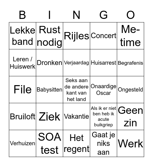 Alouette afmeldbingo Card