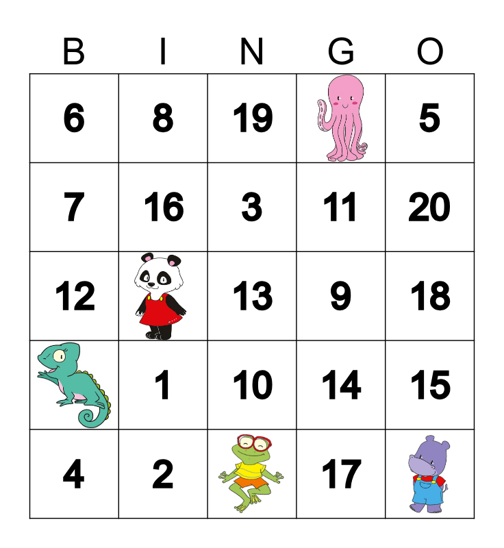 Numbers 1 20 Bingo Card numbers-1-20-bingo-card