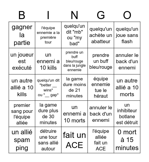 BINGO LOL DE YOONNS ! Bingo Card