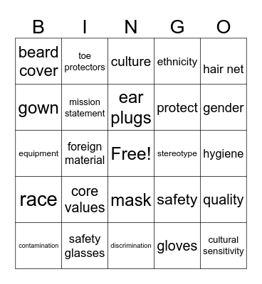 Ultradent Vocabulary Words Bingo Card