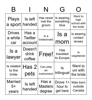 Find the Guest Bingo Card
