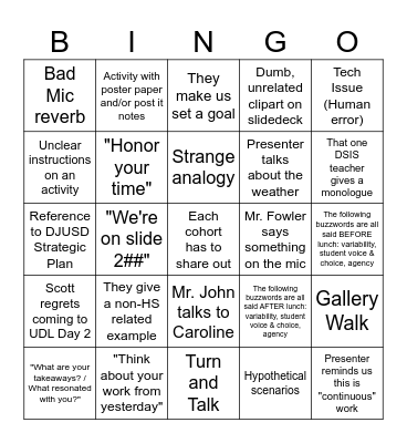 PD Bingo Card