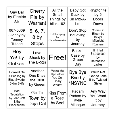 Origen's Music Bingo! Bingo Card