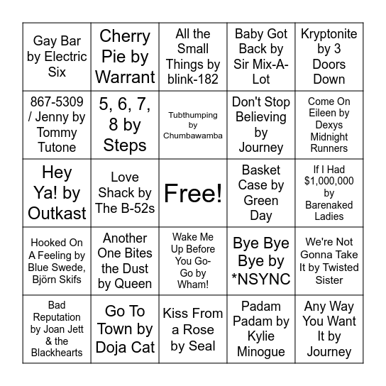 Origen's Music Bingo! Bingo Card