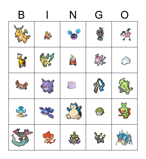 Pokemon Bingo Card