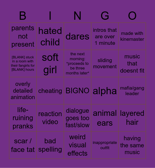 GACHA LIFE Bingo Card