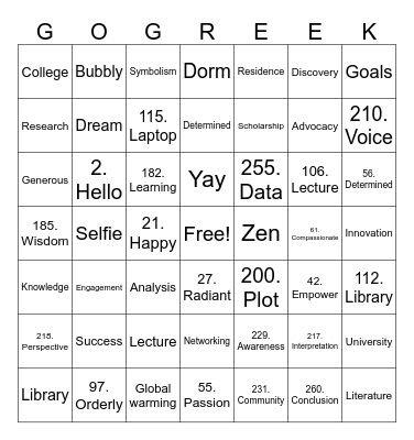 ! Bingo Card