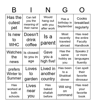 Can you find someone who... Bingo Card
