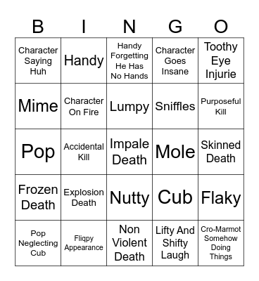 HTF Episodes Bingo Card