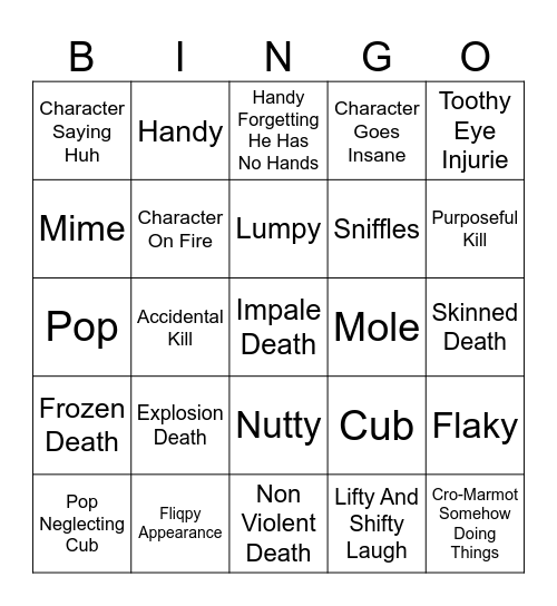 HTF Episodes Bingo Card