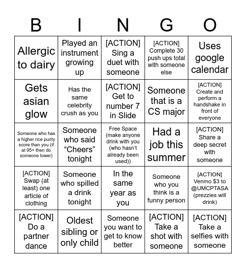 TASA Bingo Card