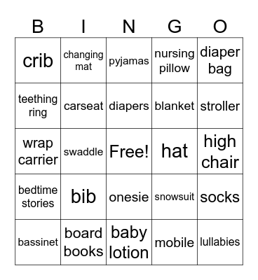 Baby Bingo Card