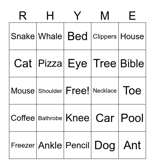 Roadside Poetry Bingo Card