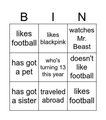 Find someone who Bingo Card