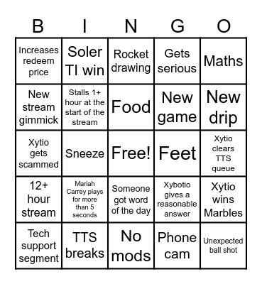 Xytio Bingo Card