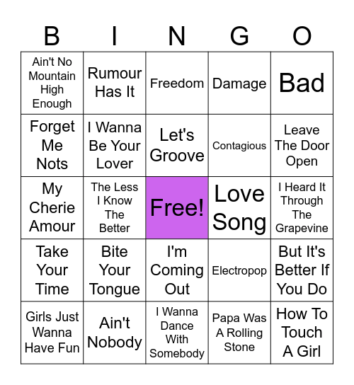 Music Bingo #2 Bingo Card