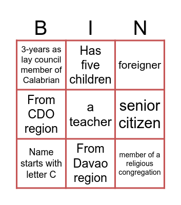 Human Bingo Card