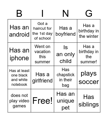 Ice-Ice Breaker! Bingo Card