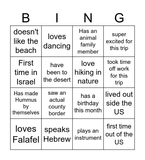 ZZ's Bar mitzvah Bingo! Bingo Card