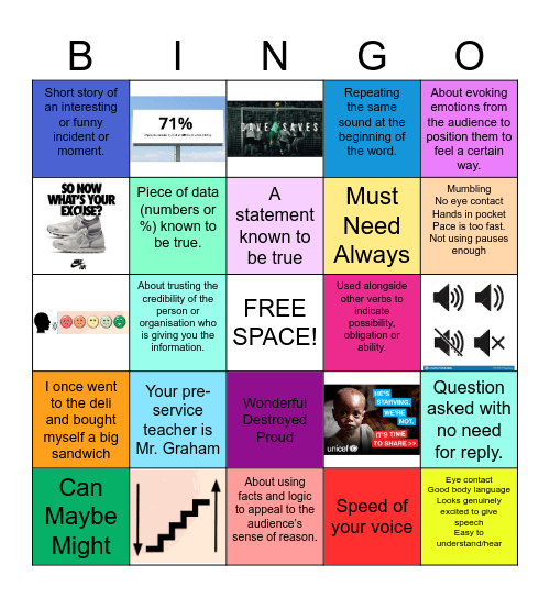 Persuasive Speeches Bingo Card