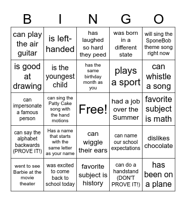Find Someone Who... Bingo Card