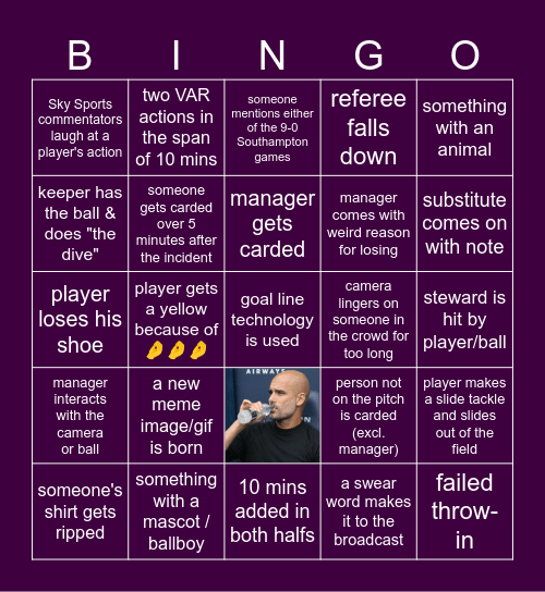 Premier League Matchday bingo! Bingo Card