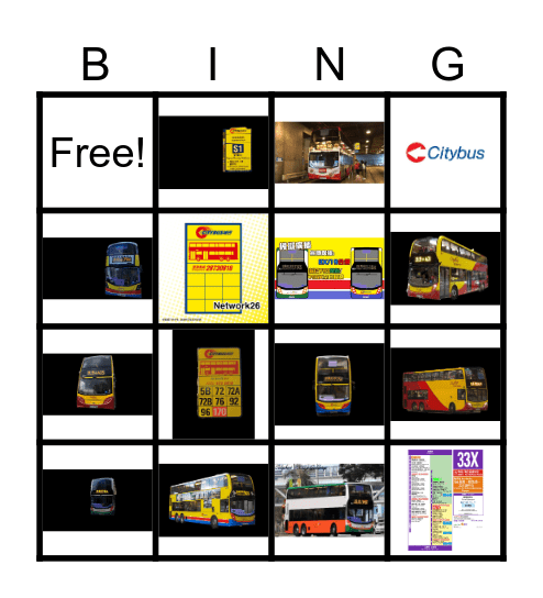 CityBus Bingo Card