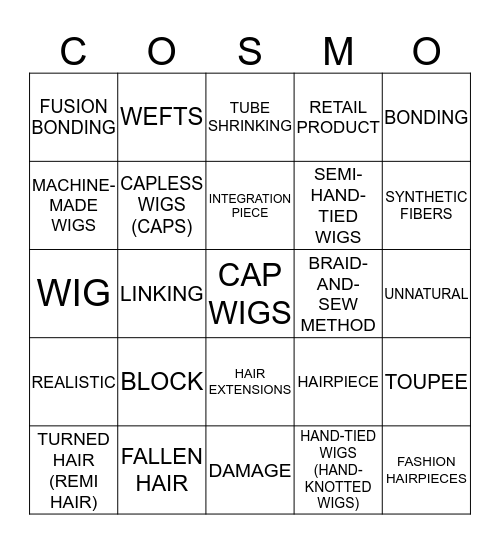 CHAPTER 19 Wigs and Hair Additions Bingo Card