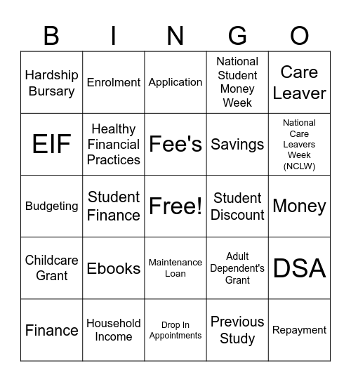 SMART Bingo Card