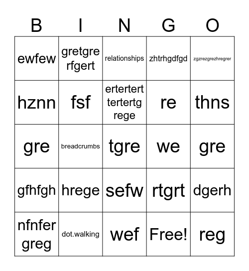 Filtering Training Bingo Card