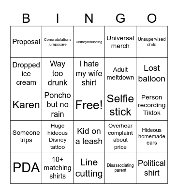 Disney Peoplewatching Bingo Round 2 Bingo Card