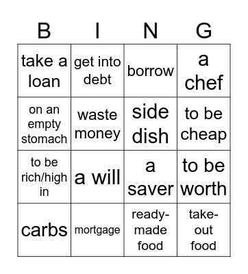 Revision Bingo Card