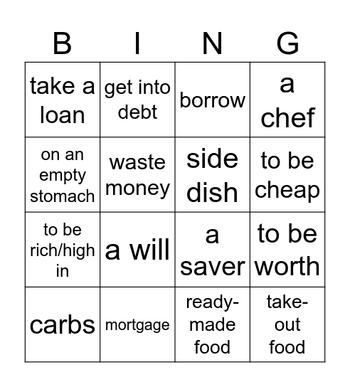 Revision Bingo Card