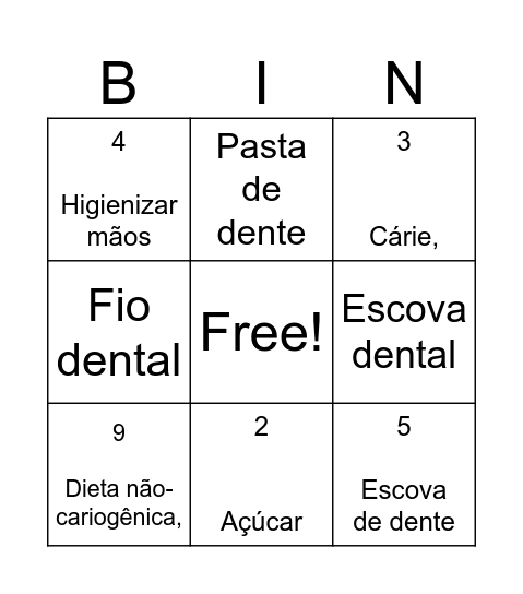 Bingo da saúde Bingo Card