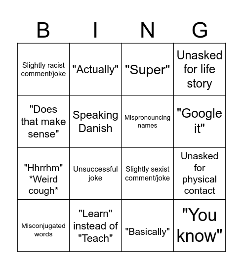 Mette bingo Card