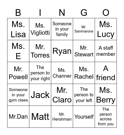 Compliment Bingo Card