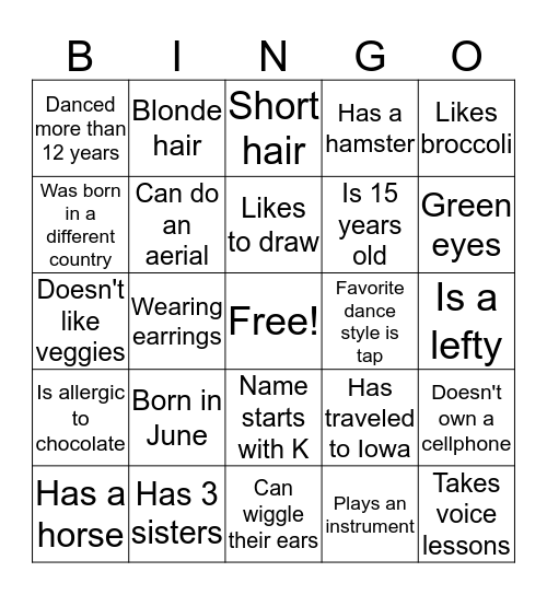 CSA Company Bingo Card