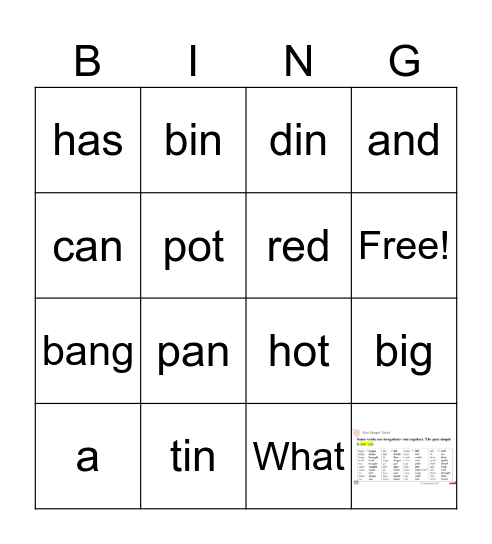 What A Din Bingo Card