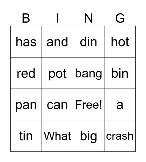 What A Din Bingo Card