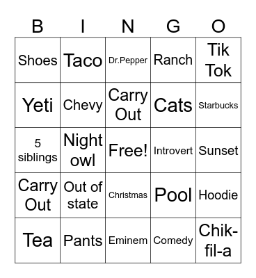 Untitled Bingo Card
