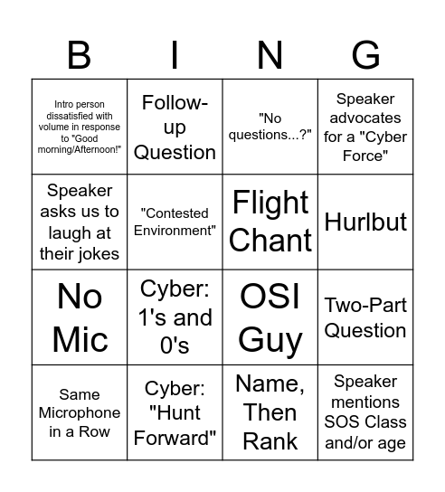 Polifka Bingo Card