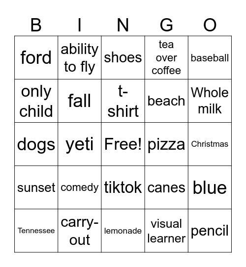 Untitled Bingo Card