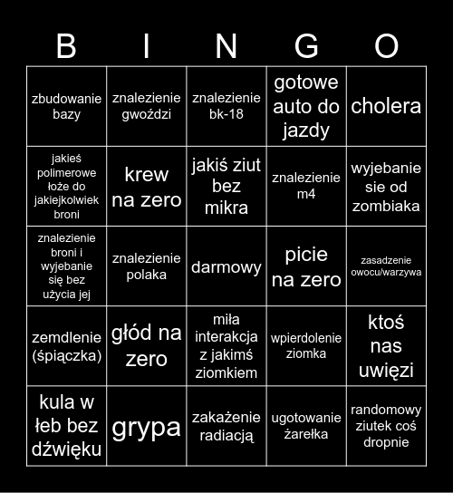 dayz kupa Bingo Card
