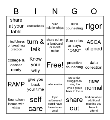 Opening Meeting for Counselors Bingo Card