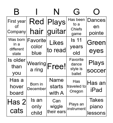 CSA Company Bingo Card