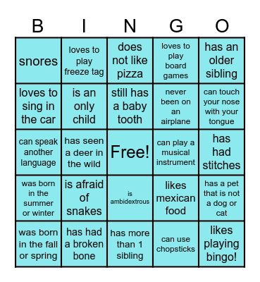 Back to School Bingo! Bingo Card