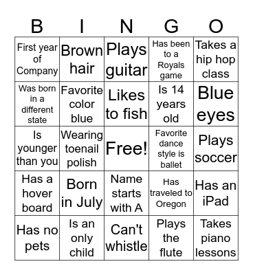 CSA Company Bingo Card