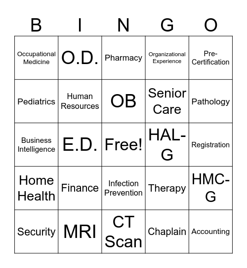 Holzer Bingo Card