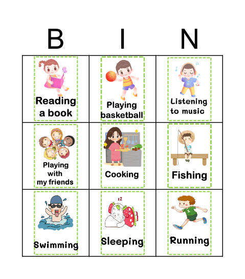 Hobbies Bingo Card